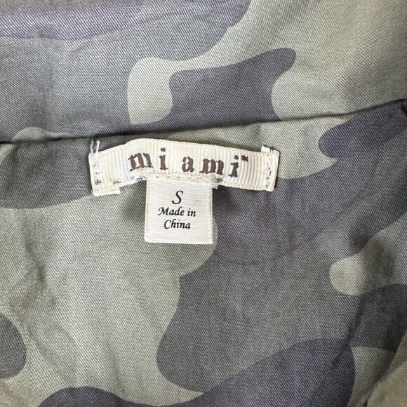 MIAMI Womens Jacket Size Small Green Camo Safari Anorak Zip Front - Picture 2 of 9